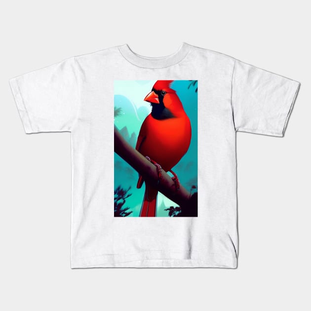 Red Bird Cardinal Kids T-Shirt by ShopSunday